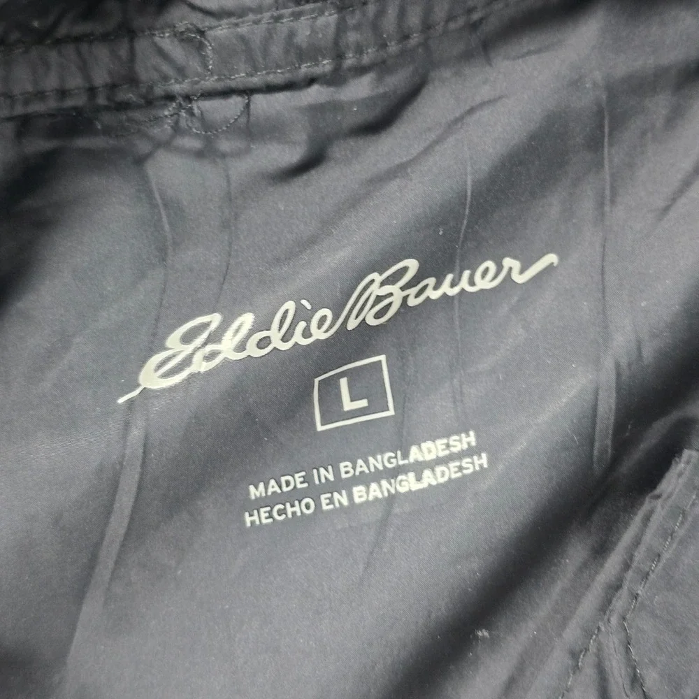 Eddie Bauer Mens Colorblock Hooded Windbreaker Jacket Green Black EMJ0742T L